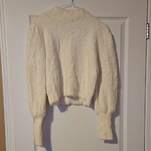 Terranova Women's Cream Fuzzy Croped Sweater